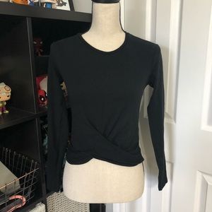 Zara Long-Sleeved Black Criss Cross Top